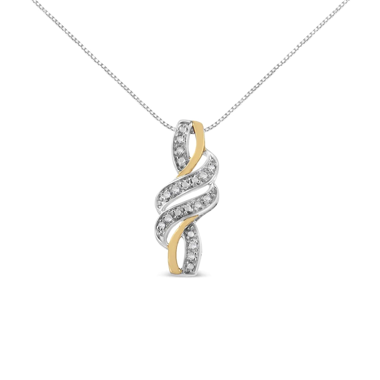 14K Yellow Gold Round-Cut Diamond Accent Cross Bypass 18" Pendant Necklace