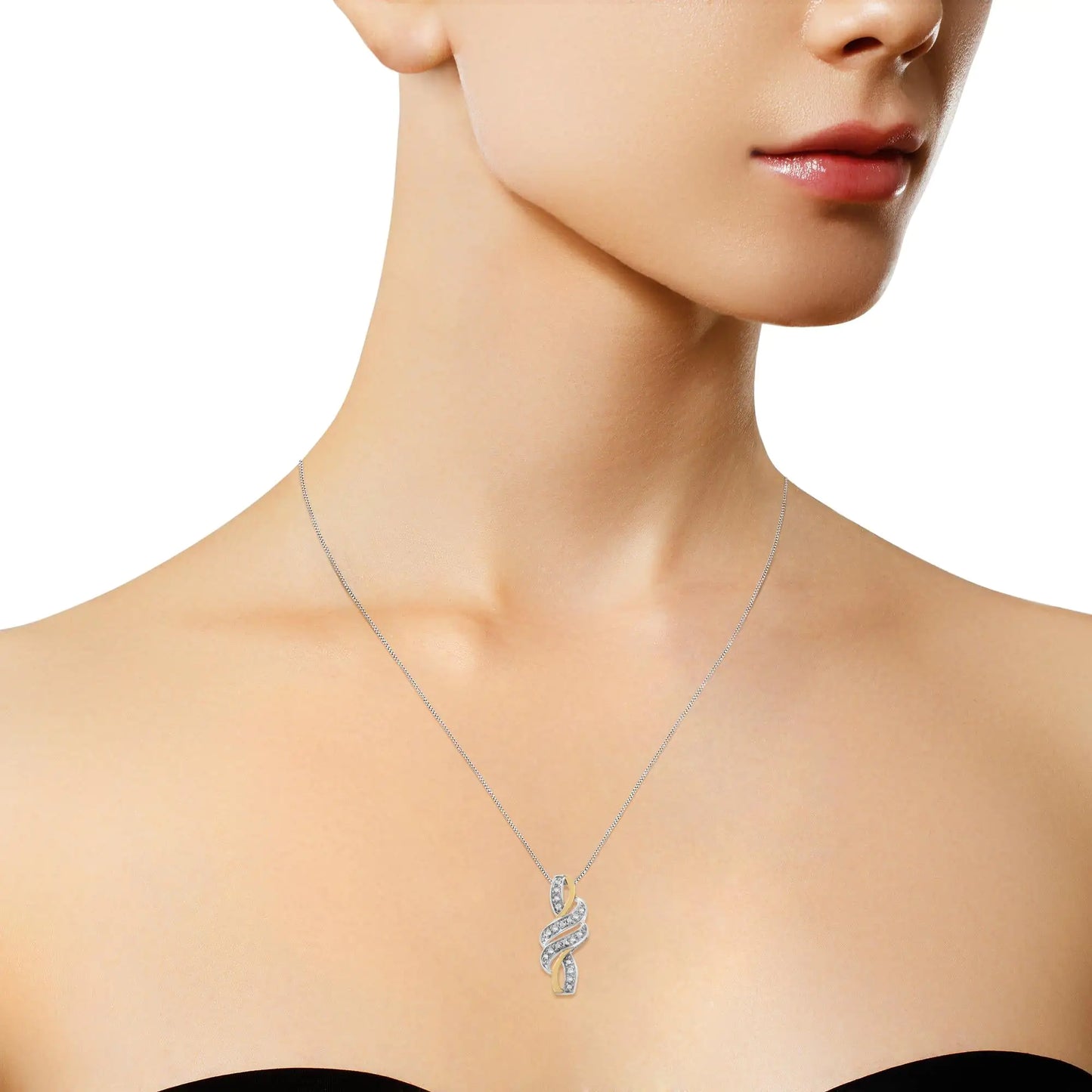 14K Yellow Gold Round-Cut Diamond Accent Cross Bypass 18" Pendant Necklace