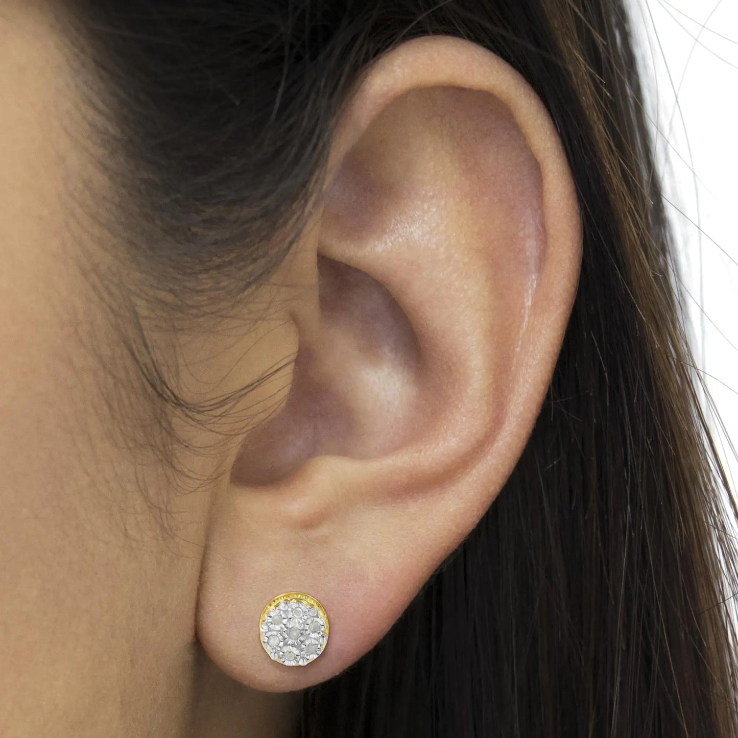 14K Yellow Gold 1/7 Cttw Diamond Miracle Set Stud Earrings