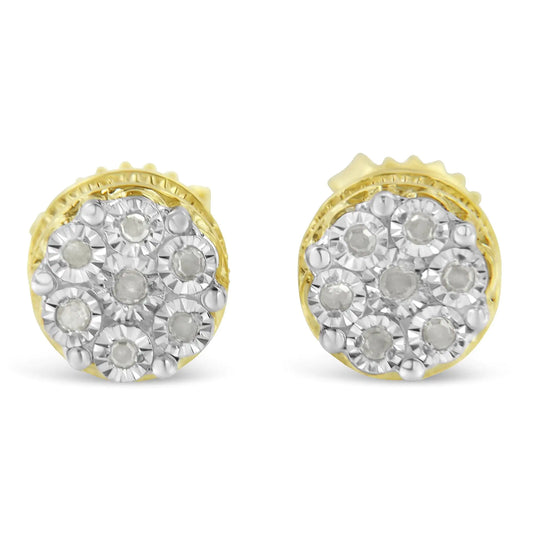 14K Yellow Gold 1/7 Cttw Diamond Miracle Set Stud Earrings