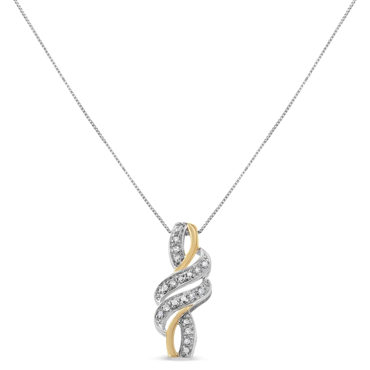 14K Yellow Gold Round-Cut Diamond Accent Cross Bypass 18" Pendant Necklace