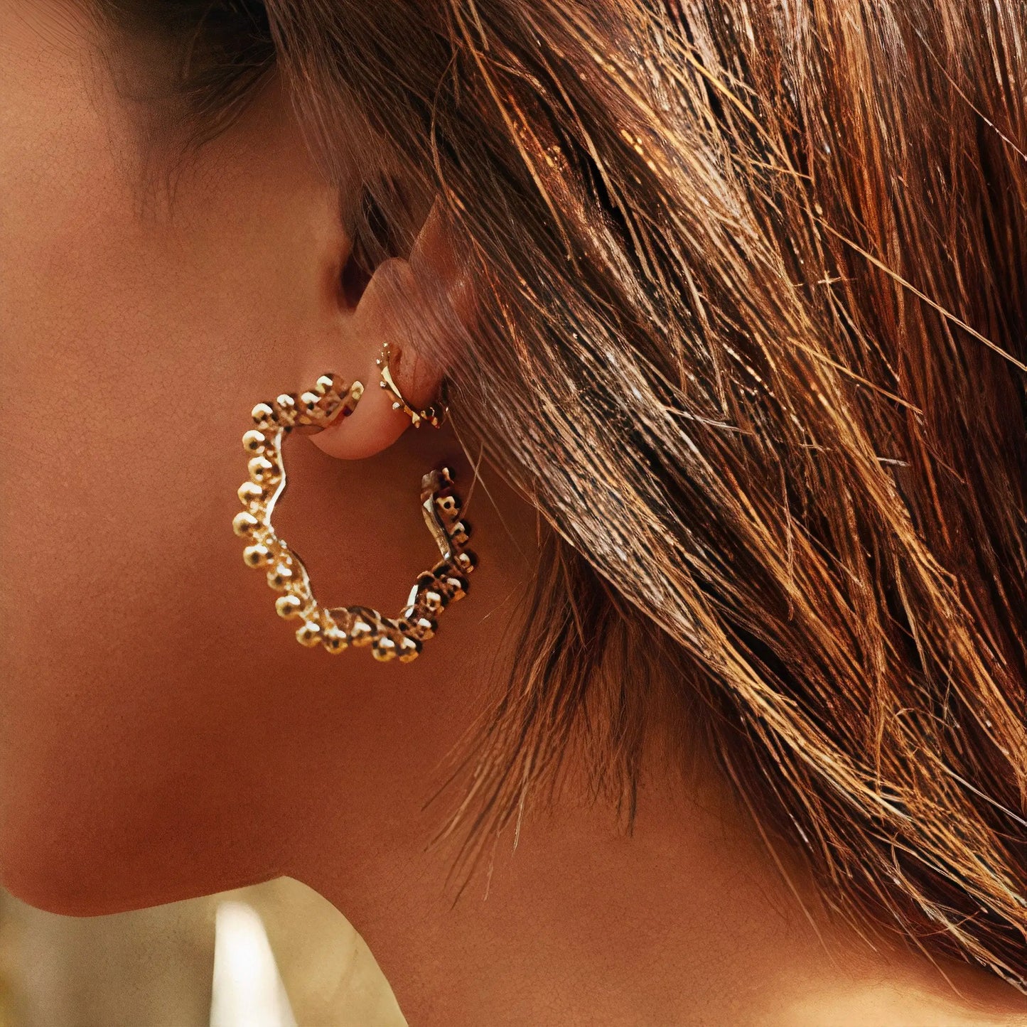 14K Yellow Gold Bubbly Earrings