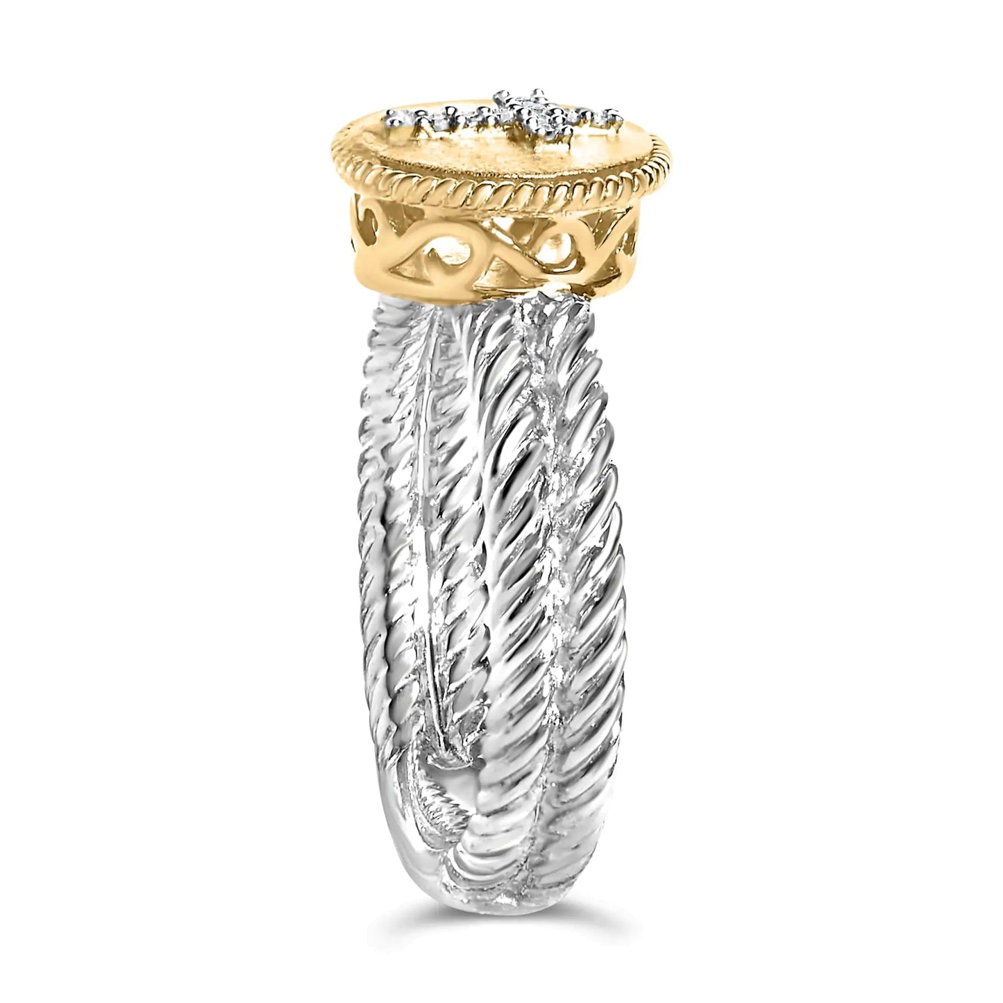 18K Yellow Gold Diamond Cross Ring