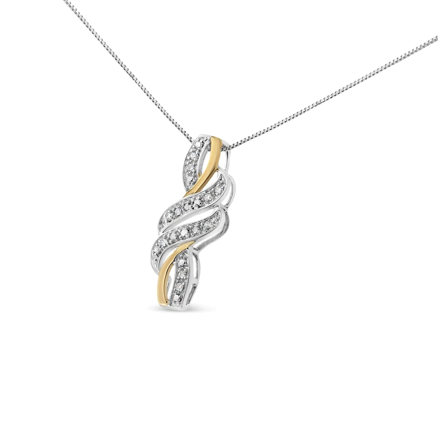 14K Yellow Gold Round-Cut Diamond Accent Cross Bypass 18" Pendant Necklace