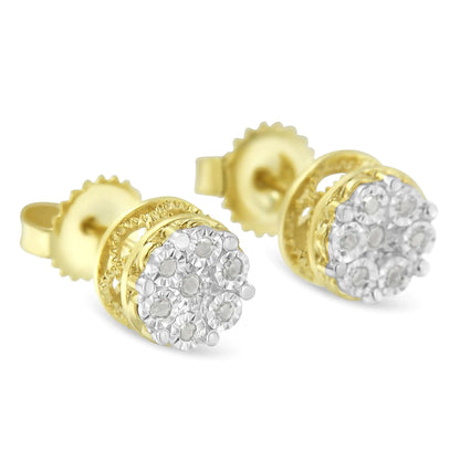 14K Yellow Gold 1/7 Cttw Diamond Miracle Set Stud Earrings