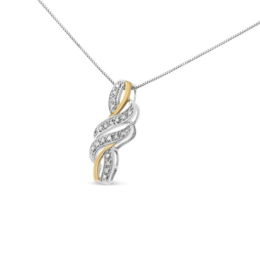 14K Yellow Gold Round-Cut Diamond Accent Cross Bypass 18" Pendant Necklace